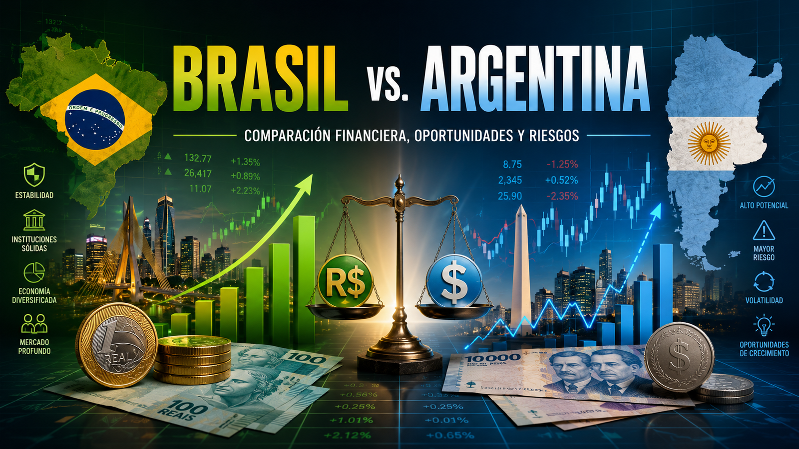 Brasil vs. Argentina: comparación financiera, económica y de inversión en 2026