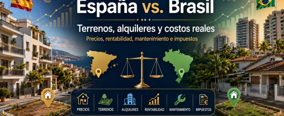Comprar un terreno o inmueble en España y Brasil: precios, alquileres, impuestos y costos de mantenimiento