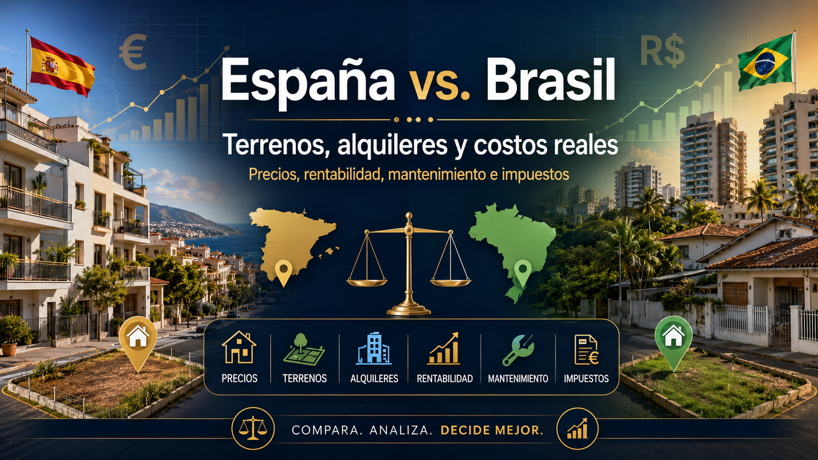 Comprar un terreno o inmueble en España y Brasil: precios, alquileres, impuestos y costos de mantenimiento