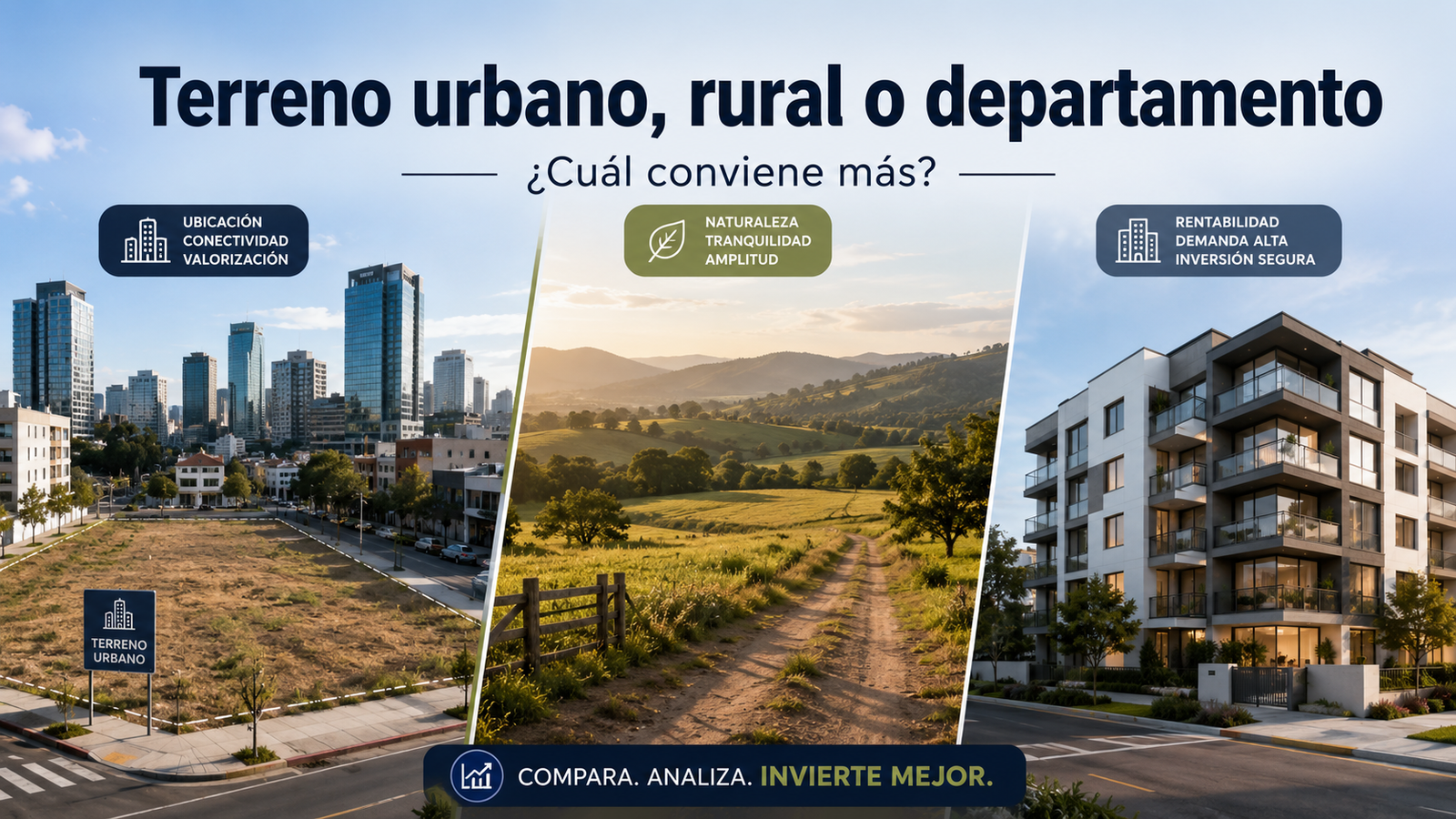 Terreno urbano, terreno rural o departamento: ¿cuál conviene más?
