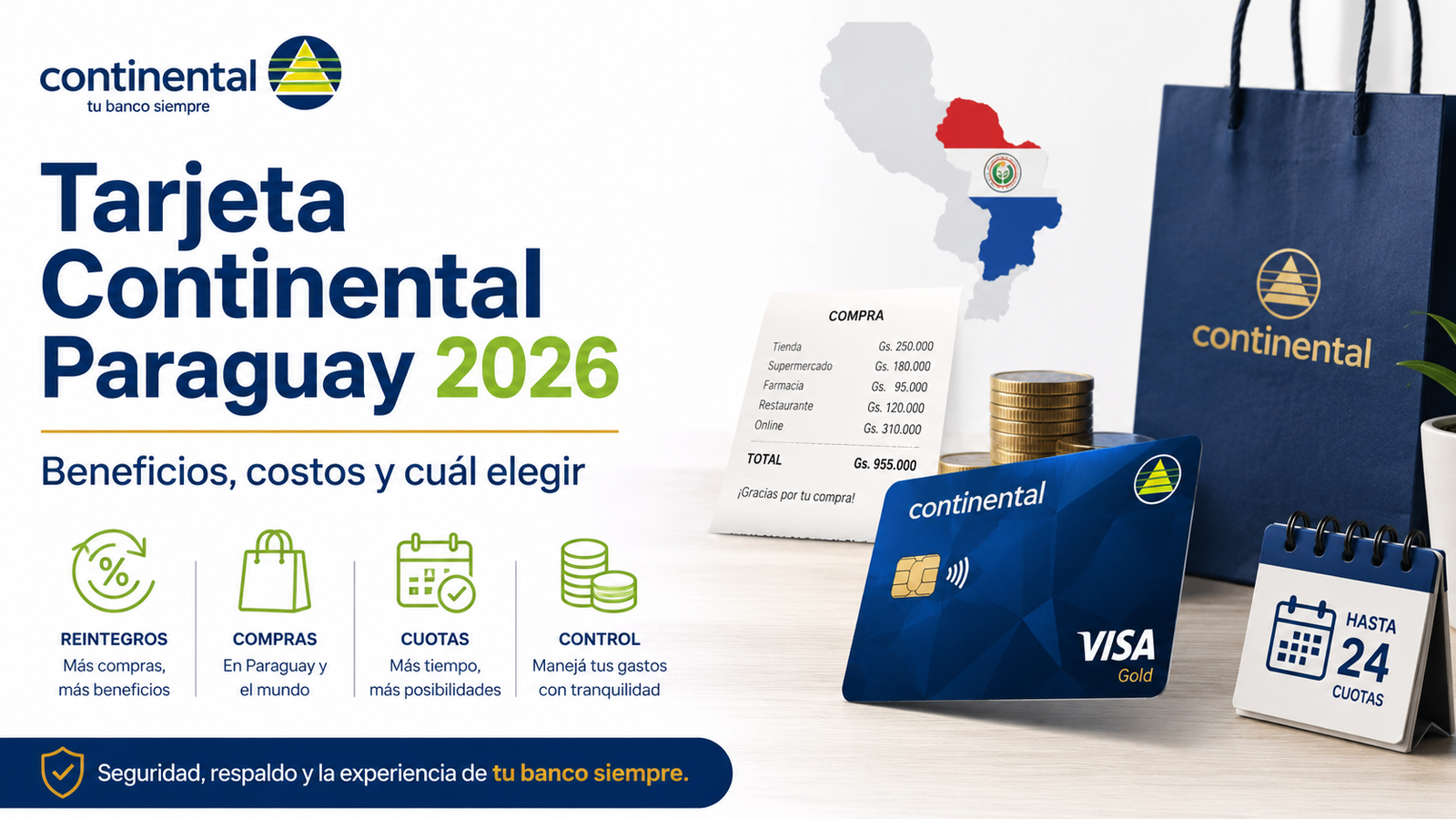 Tarjeta de crédito Continental Paraguay 2026: beneficios, costos, requisitos y cuál elegir