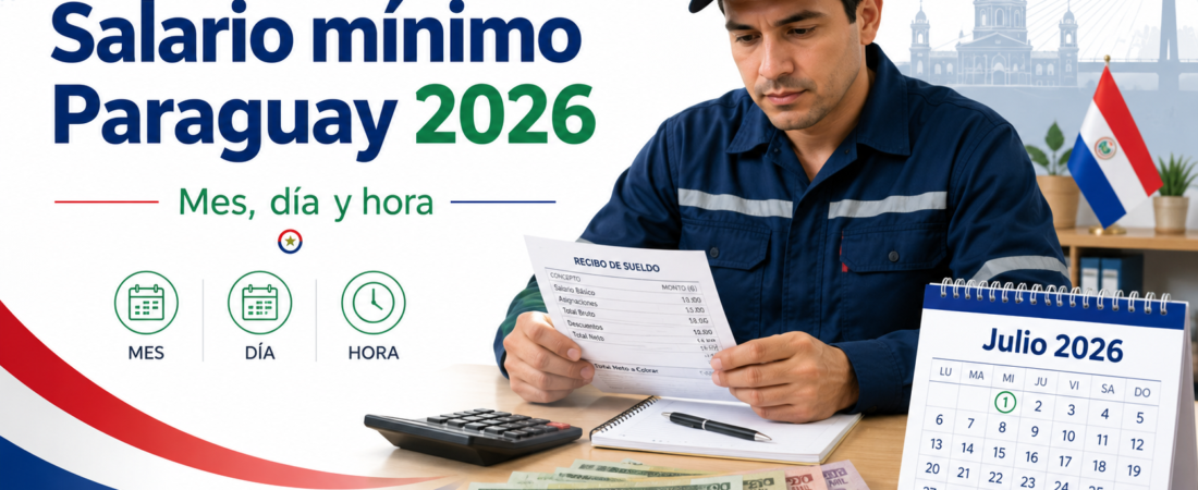 Salario mínimo Paraguay 2026: cuánto se cobra por mes, día y hora